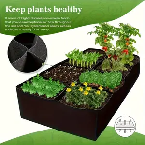 128 Gallon 8-Cell Breathable Grow Bag for Vegetables, Flowers & Seedlings - Durable Lightweight Plant Container with Grid Pattern, Indoor/Outdoor Use, Easy to Move & Space-Saving Design for Home & Garden Decoration, Vegetable Storage, Seedling Starter, Cl