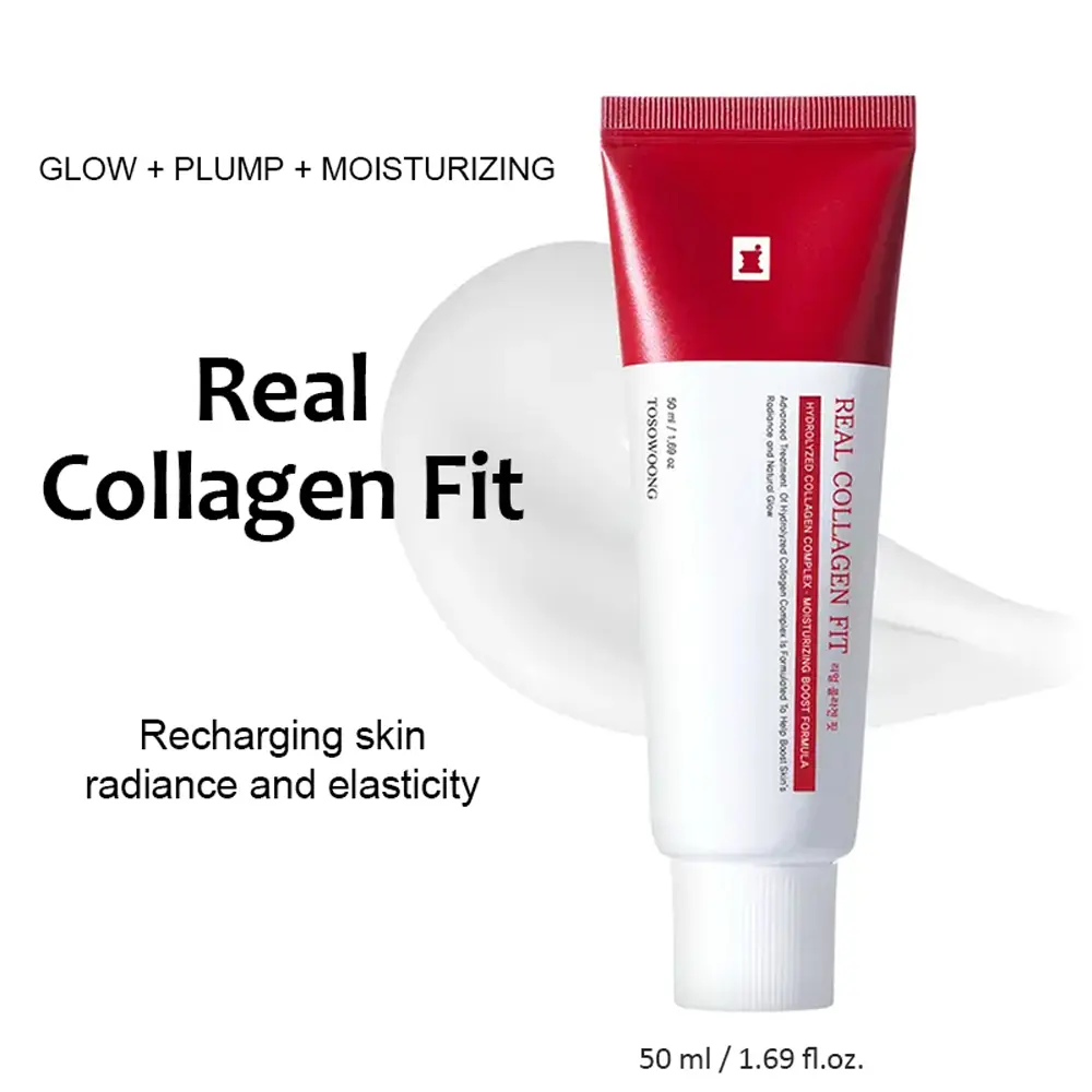 TOSOWOONG Real Collagen Fit Peel-Off Wrapping Mask (50ml) - Hydrolyzed Collagen Glass Skin Paraben-Free Korean Self-Care Treatment for All Skin Types with Long-Lasting Hydration, Plumping & Glow