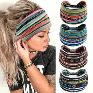 2026 new set women's multi-color wide-biss sports style dyeing elastic hair with hair ornaments national bohemian simple fashion
