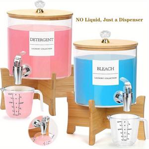 laundry detergent dispenser, 1/2 sets laundry soap dispenser with stand, acrylic laundry detergent container for laundry room, bathroom accessory