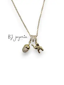 COPPER ELEPHANT AND ACORN PENDANT WITH CHAIN (0091)