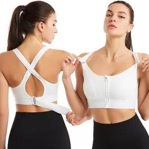 featherweight max sports bra  Plus Size Women's Zipper Front Adjustable Shockproof Wire-Free Yoga Tank Top Bra