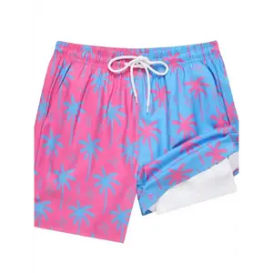 Mens Swimming Trunks With Compression Liner Swim Shorts 5 Inch Quick Dry Bathing Suit Anti Chafe Boardshorts