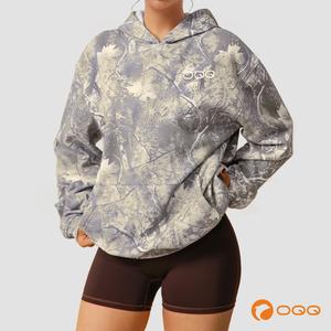 OQQ Womenswear Camo Printed Hoodies Oversized Sweatshirt Long Sleeve Casual Top Fall Trendy Pullover Hoodie with Pocket