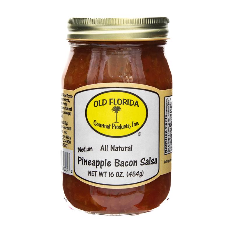 Pineapple Bacon Salsa by Old Florida Gourmet | Rich Bacon with Sweet Pineapple with Medium Spicy Level in a Glass Jar - All Natural No Preservatives