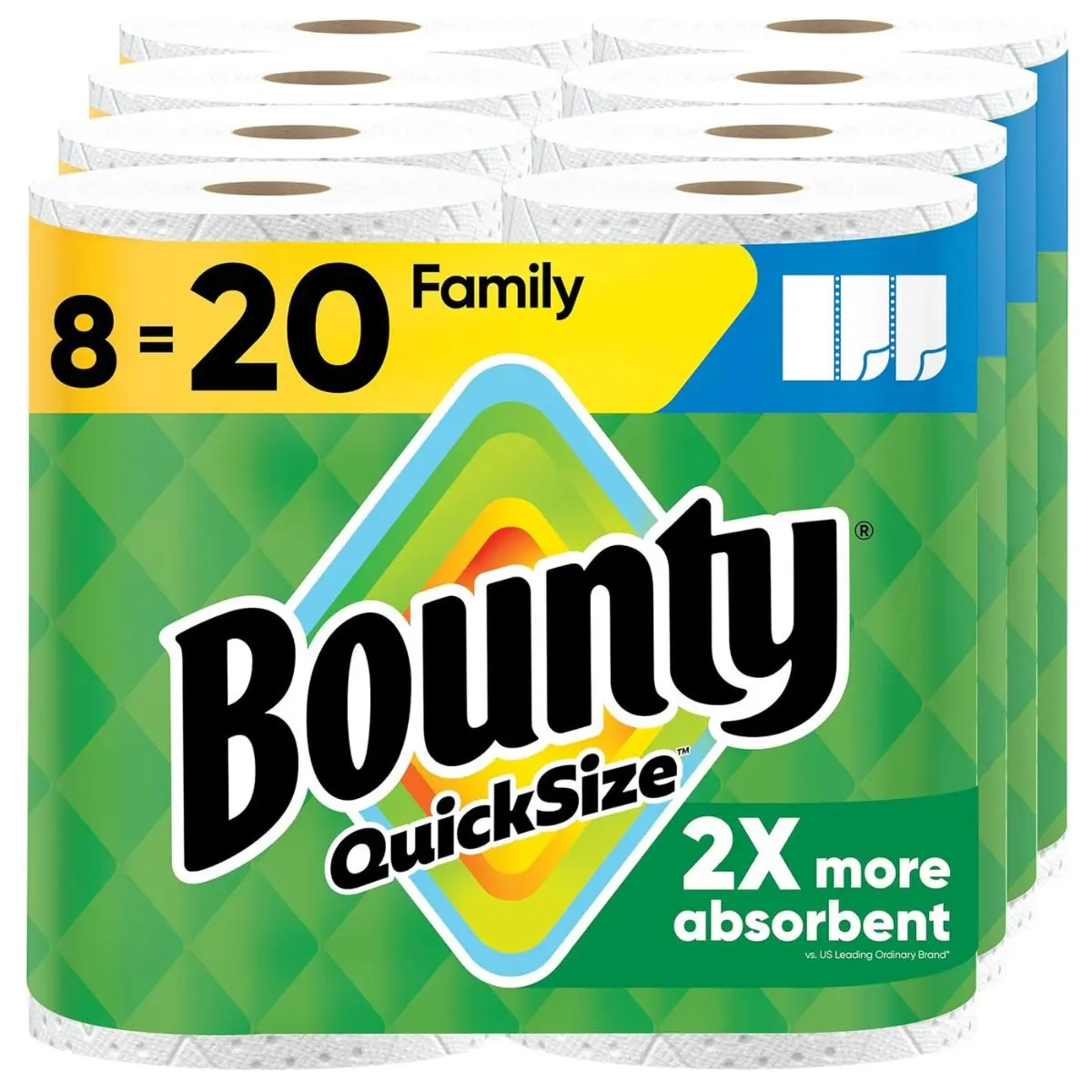 Bounty Quick Size Paper Towels, White, 8 Family Rolls Bounty Quick Size Paper Towels, White, 8 Family Rolls