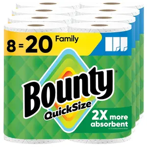 Bounty Quick Size Paper Towels, White, 8 Family Rolls