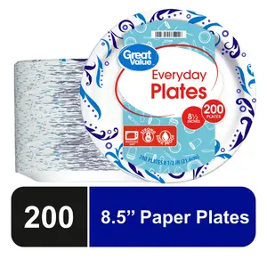 Great Value Everyday Paper Plate, 8.5", 200ct, Patterned Disposable Pack