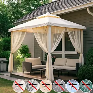 BTTO Mosquito Net Curtain Rod Pocket - Adjustable Width, DIY Trimmable, Lightweight Sun Filtering for Patio/Porch/Pool