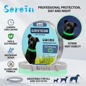 Serein 8-Month Protection Glow-in-the-Dark Flea & Tick Collar for Dogs | 24/7 Safety for Your Dog | Night Safety Luminous Design