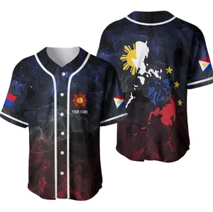 Personalized Philippines Baseball Jersey, Filipino Flag Baseball Jersey, Philipp