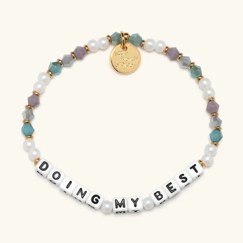 Little Words Project Women's Boho Style Beaded Strand Bracelet - "Doing My Best" Inspirational Costume Jewelry, Trackable Tag Bangle, Daily Boho Style Accessories, Choking Hazard Small Parts, Women's Gift