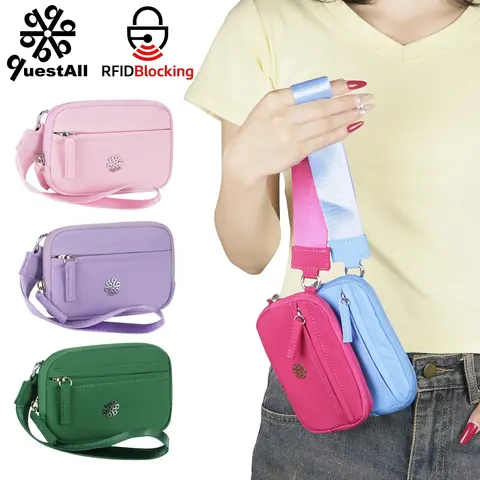 Royal Bagger Women's Compact & Stylish Clutch Wristlet Pouch - Blue, Waterproof RFID Anti-Theft Travel Wallet, Nylon, Multi-Zipper, Lightweight Rain-Ready Casual Travel Accessory