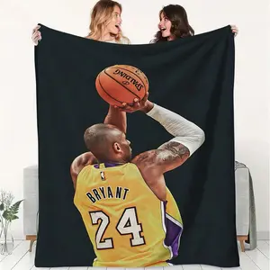 Los Angeles Lakers 24 Basketball Player Flannel Blanket, Stylish Throw Blanket for Home Décor, Perfect for Camping, Traveling, Office Warmth, Soft and Cozy Design for Sports Fans