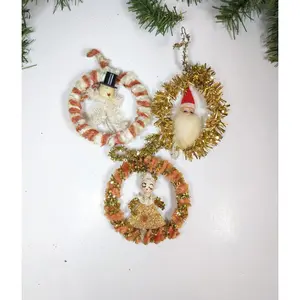 Vintage Chenille Pipe Cleaner Wreath Ornaments