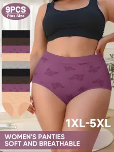 9 Pcs Plus Size Women's Underwear, Soft Breathable Comfort Design, Perfect for Summer Wear, Durable & Stylish Women's Undies, Soft Comfy Brief