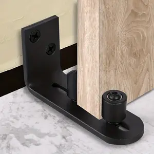 Barn Door Floor Guide Adjustable Two Rollers, Sliding Door Guide for Smooth Operation, Easy Install Flush Guide Roller for Barn Doors