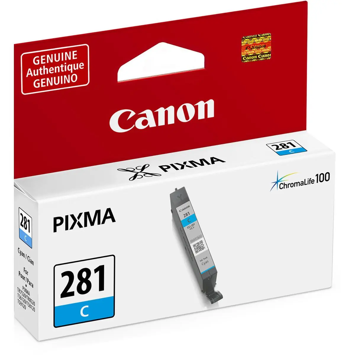 Canon CLI-281 Cyan Ink Tank for Select PIXMA TR, TS Series Printers - 5.6ml