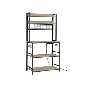 Hutch Bakers Rack with Power Outlet