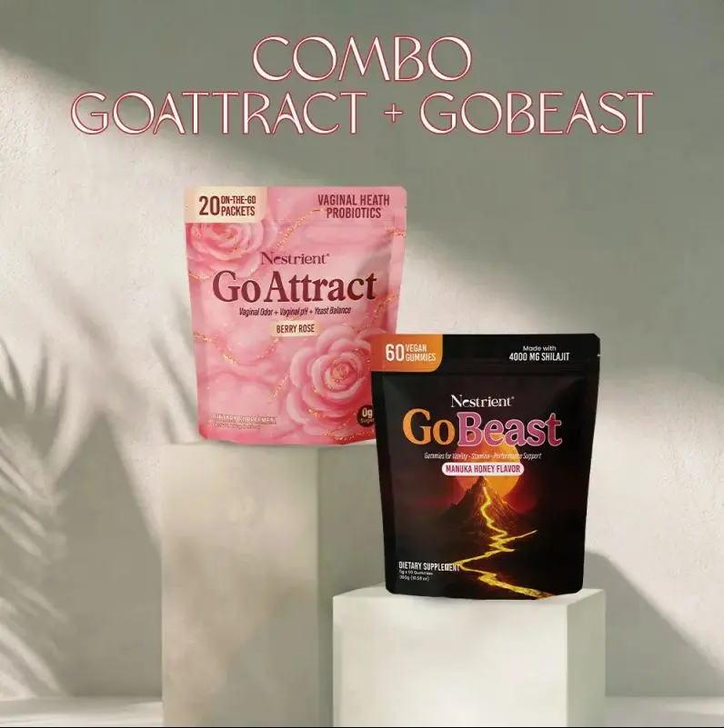 Nestrient GoAttract & GoBeast Performance Bundle, Natural Fitness Dietary Supplement, Ultimate Recovery, Energy Cycle Support, Women’s Vegan Friendly Sugar Free Probiotic Powder Drink Mix, for Active Lifestyles