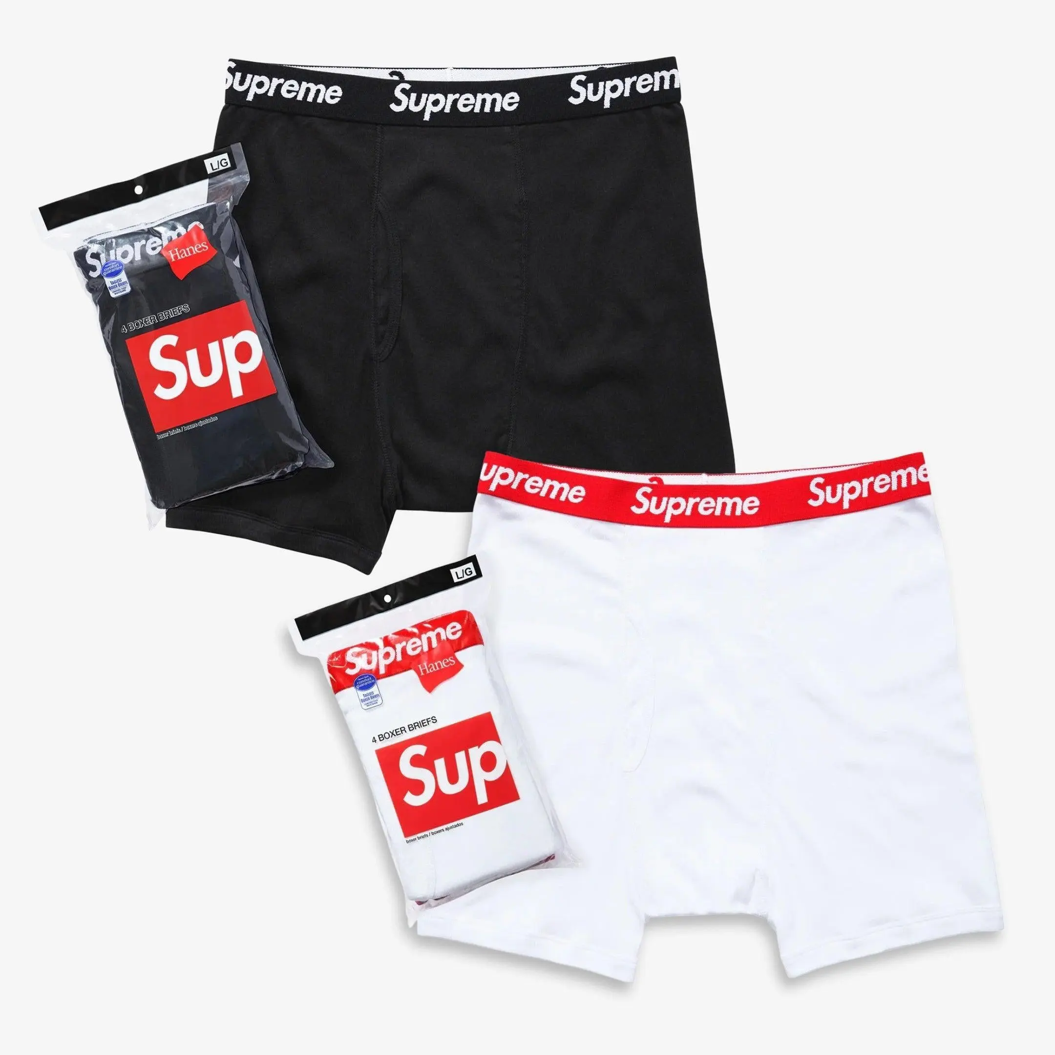Supreme x Hanes Boxer Briefs (Full Pack of Each) Black and White