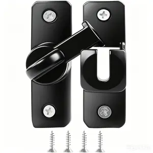 90/180 Degree Flip Barn Door Lock, ThickenedSolid Multi-Angle Household Door Left and RightDoor Latch, for Barns, Gardens, Cabinets, SlidingDoors, Bathrooms, Windows and Other (Black 1pcs)