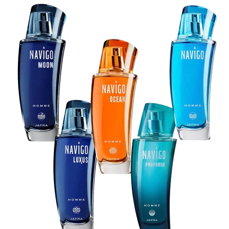 Jafra Navigo Different trios available 3.3 Fl Oz each for men in glass bottle and box