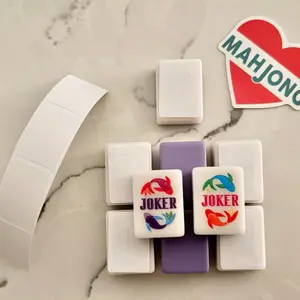 9 Hobby Lobby Purple / white Mahjong Tiles 7 Stickered/Blanks, 2 Real Jokers + 4 Stickers