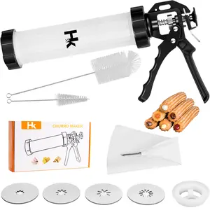 Churro Maker Kit,  Churro Maker Gun with Piping Bag and 2 Cleaning Brushes, 5 Nozzles for Various Shapes, Máquina para Hacer Churros,