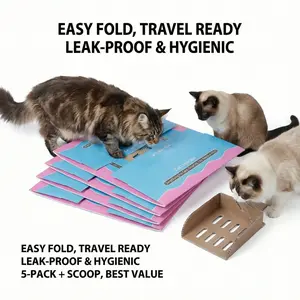 Bulk 5 Pack Disposable Cat Litter Trays - Complete with Scoops for Mess-Free Disposal