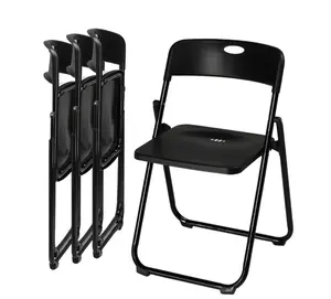 4-Pack Plastic Folding Chairs, Modern Stackable and Portable Event Seats, Indoor Outdoor Party, Black (Set of 4)