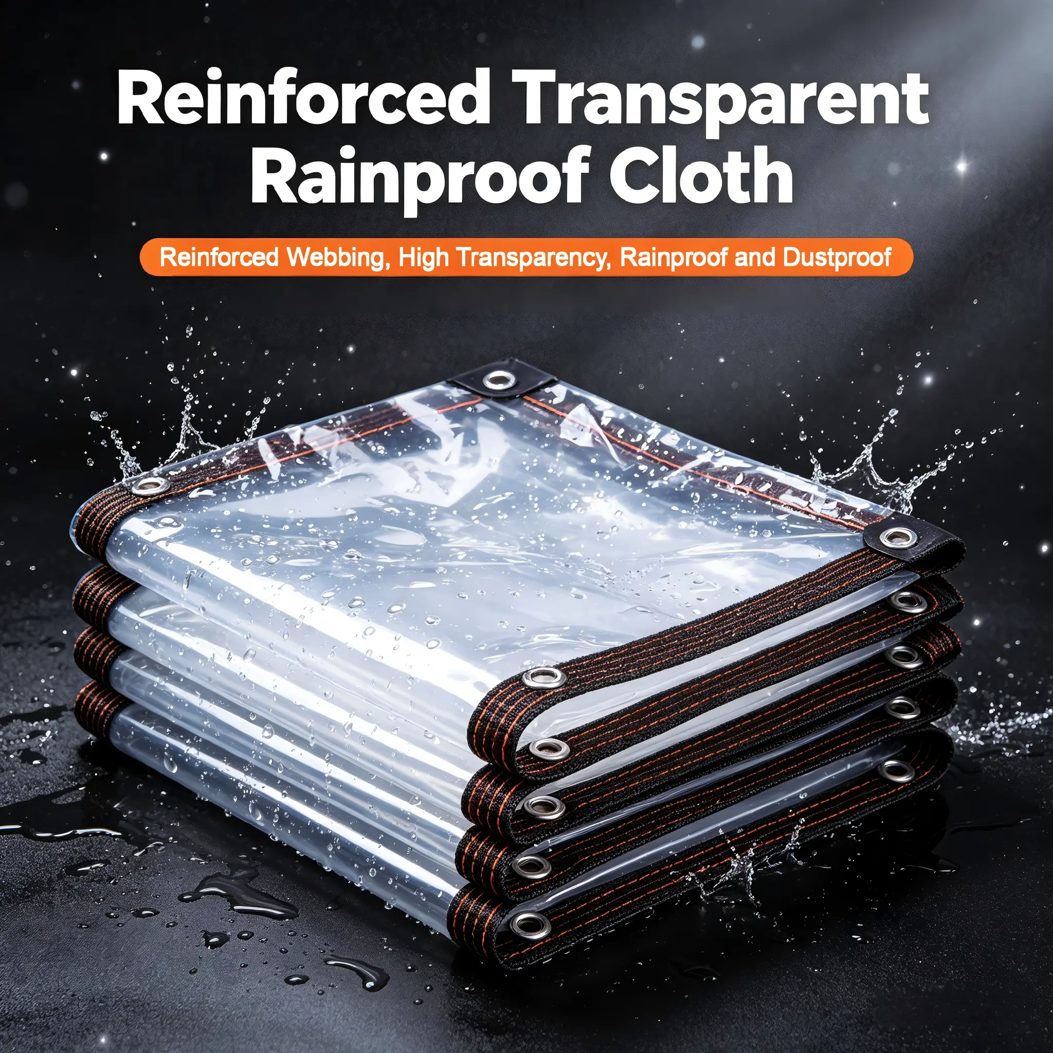 Heavy Duty Waterproof Transparent Tent Tarp Cover with Buttonholes, Zip Ties, Easy Installation, Foldable Design, Durable Rain Protection for Porch Canopy, Garden, Camping, Fence & Backyard, Home Improvement Needs