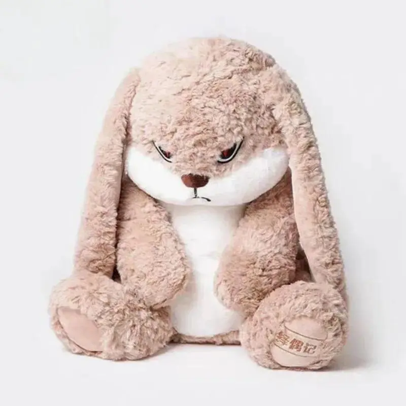 42cm Angry Rabbit Large Long-Ear Plush Toy, Cute Soft Stuffed Animal Doll, Kawaii Room Decor for Bedroom & Living Room, Collectibles, Birthday Gifts