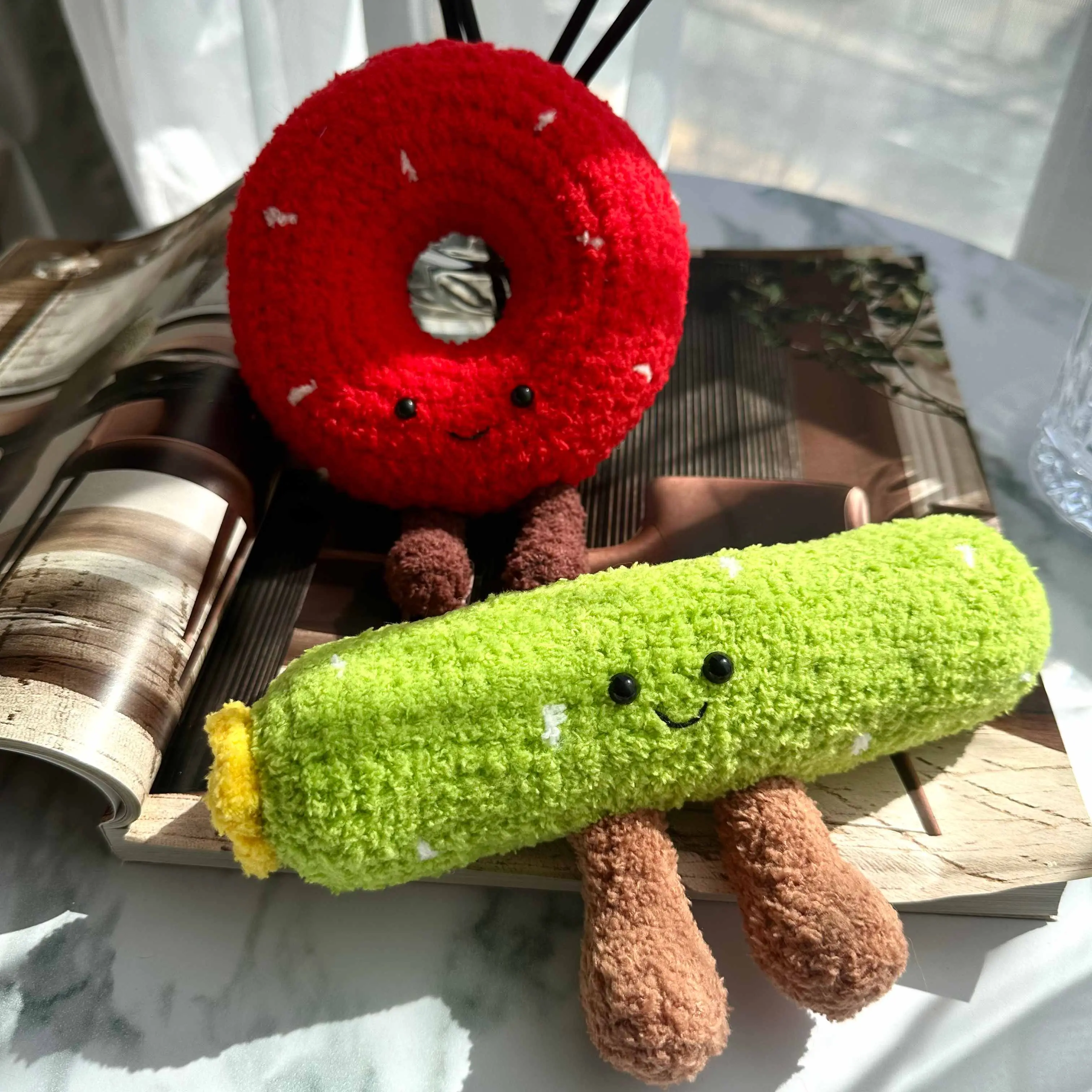 Kawaii Food Plush Set – Donut and Cucumber with Legs