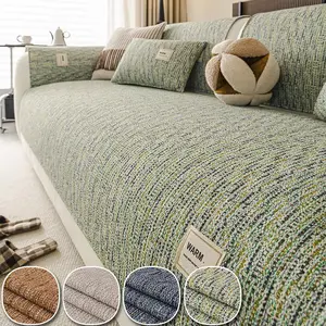 1pc Warm Label Chenille Sofa Cover, All Season Non-Slip Sofa Slipcover, Pet-Friendly Furniture Protector, Machine Washable Couch Mat for Living Room Home Decor