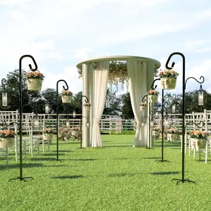 61 Inch Shepherds Hook for Outdoor, 5 Prong Bird Feeder Pole Stand, Adjustable Hooks for Plants, Wind Chimes, Garden Decor