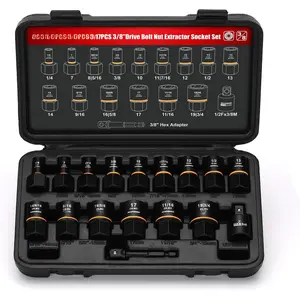 17 count 3/8" Drive Bolt Biter  Extraction Socket Set,Stripped Bolt Remover Nut Extractor Socket Set for Damaged, Frozen, Rusted, Rounded-Off ,CR-MO Steel
