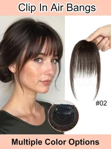 Real Human Hair Clip In Bangs | Clip On Fringe Lightweight Air Bangs Hair Clips, Face Framing Bangs, Multiple Colors Available, Face Shape Correction, Reusable