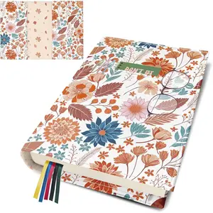 Floral Paperback Book Cover Protector,Washable Soft Canvas Fabric Book Covers with Bookmark,Adjustable Double Side Print Book Dust Jacket Covers for Hardcover Novel Book Lovers Gift