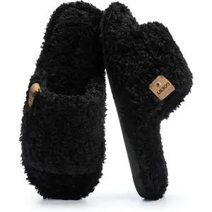 Open Toe Slippers for Women Indoor Cozy Memory Foam Slip On House Slides Shoes Gifts for Womens Her Mom