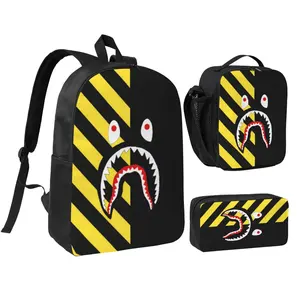 Spacious Sprayground Shark Backpack 3pcs Set Sprayground Shark Daily School Backpack with Insulated Lunch Bag & Pencil Pouch Practical Trendy Sprayground Shark Bag Birthday & Back to School Gifts