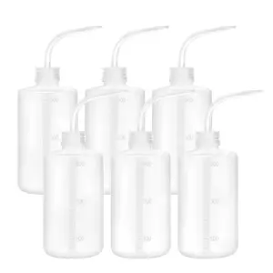 6Pcs 500ml Plastic Safety Wash Bottles - Lab Squeeze Squirt Tattoo Bottle With Narrow Mouth and Scale Labels (17oz) - Home Improvement.