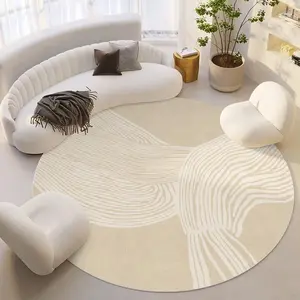 Abstract Line Pattern Round Rug, Non-slip Washable Floor Mat, Soft Floor Carpet for Home Living Room Bedroom Decor