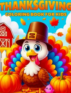 Thanksgiving Coloring Book: Cute and Easy to Color with Playful Turkeys, Pumpkins, Pilgrims, and Happy Harvest Scenes For Kids Ages 2 and Up
