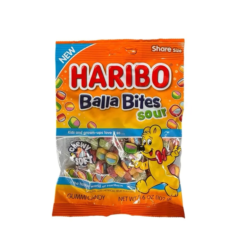 Haribo Sour Balla Bites - Orange BlackBerry, Lemon Orange, Apple Lemon, & Strawberry Orange flavors - 1 Bag