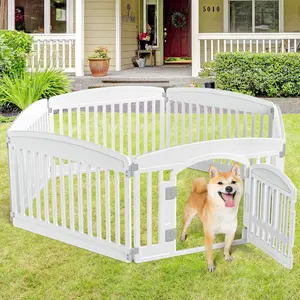 PetSafe Dog Playpen Safe & Secure Indoor Outdoor Pet Fence Folding Portable for Small to Medium Dogs Easy to Clean White Black