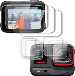 FiTSTILL [9 PCS] Lens&LCD Screen Protector Appliable for Insta360 Ace,0.28mm Tempered Glass Screen Cover for 360 Ace Camera Accessories,Ultra HD,9H Hardness,Scratch Resistant