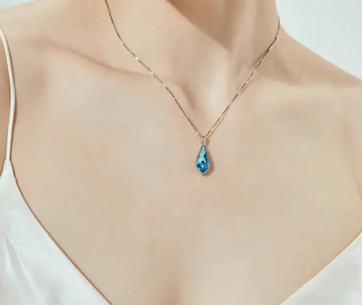 Custom Austrian Crystal Pendant with 925 Sterling Silver Necklace