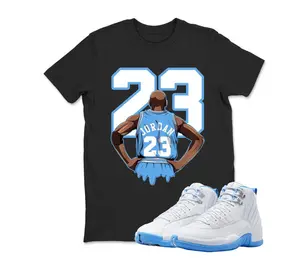 MJ Back 23 T-Shirt White to Match Jd 12 Melo University Blue, Jd 12 Melo Sneaker Match Shirts