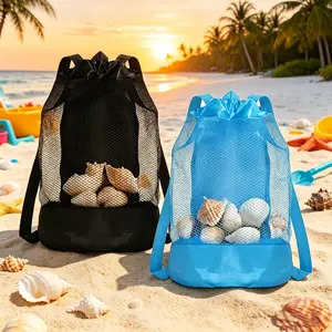 2-Pack Dual Shoulder Mesh Bags, Multiple Colors Available, Large Capacity Travel Backpacks, Beach Storage Pouches, Versatile Use